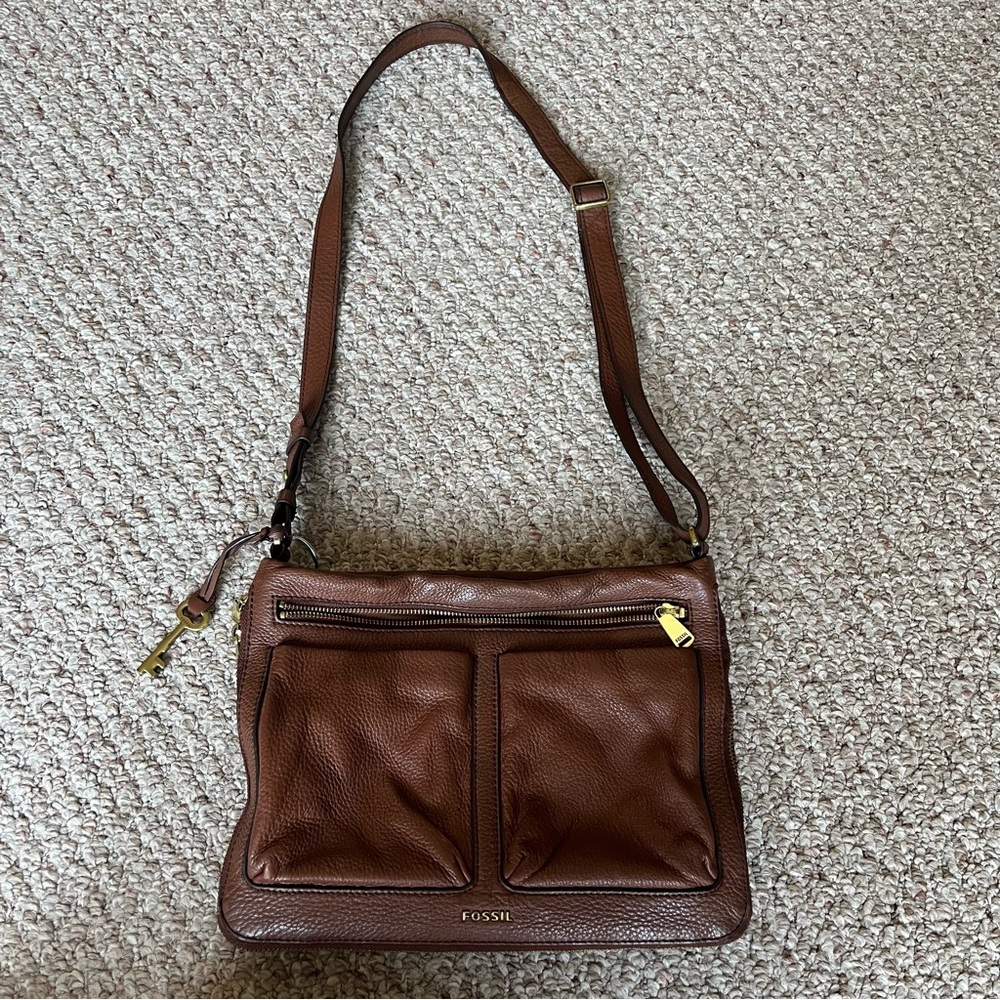 FOSSIL Piper Brown Leather Crossbody Bag